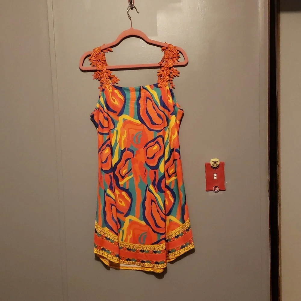 CHICME Lady's Sleeveless Sundress with Crochet Shoulder Straps - Picture 5 of 7